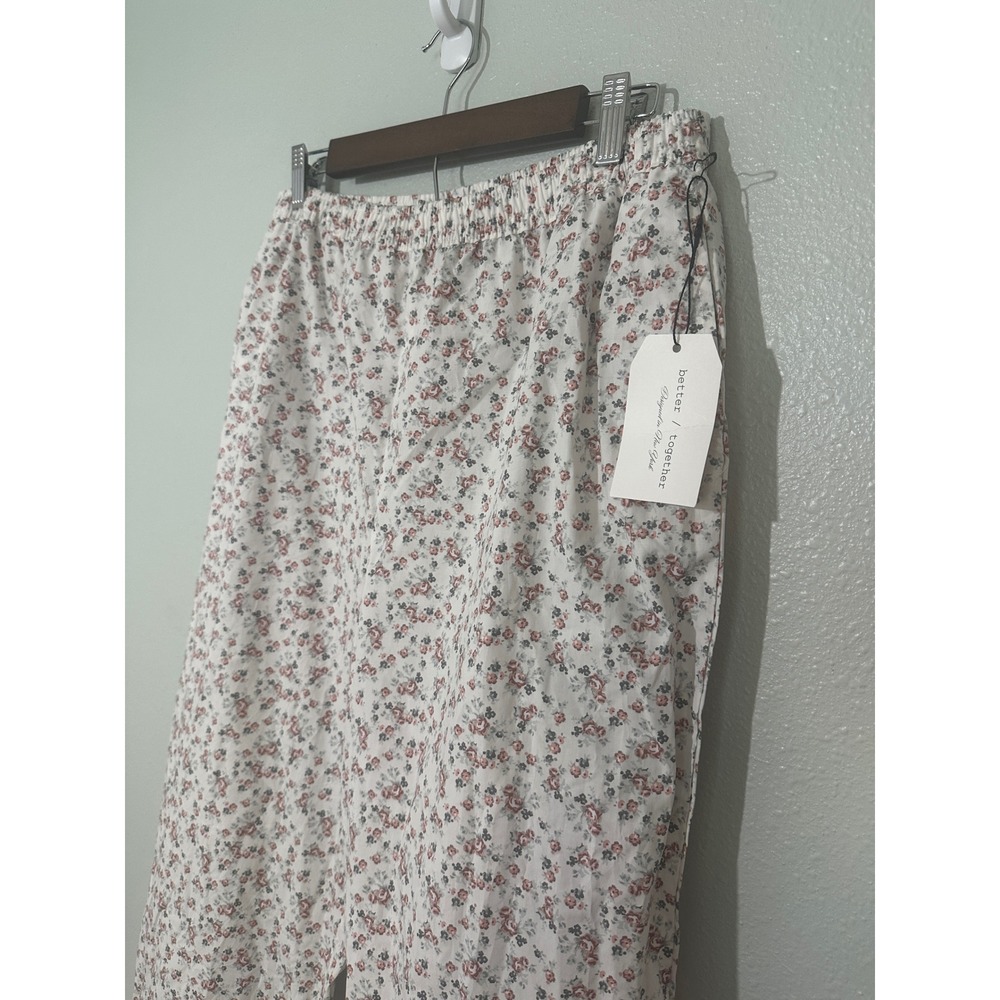 Better Together Floral Pajama Pants Womens XL White Pink Cotton Lounge Sleepwear